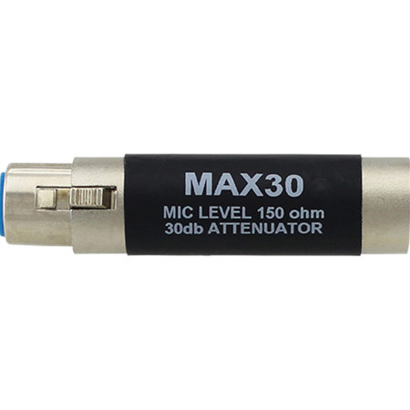 Pro Co Sound MAX-30 In-Line Pad with 30dB of Mic Attenuation, XLR Barrel