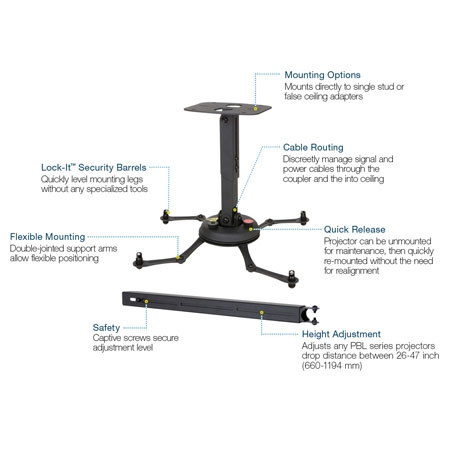 Premier Mounts PBL-2647 Universal Projector Mount with Upto 47" Extension