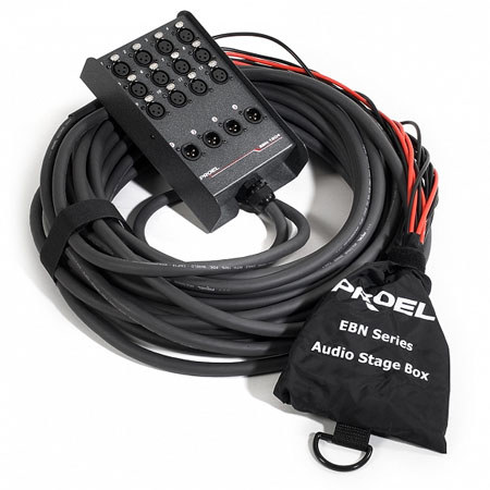 Proel EBN1204 50' (15.24m) Cable with Metal Box, 12 XLR Inputs, 4 XLR Outputs