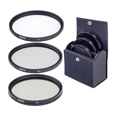 ProOptic 82mm Digital Essentials Filter Kit, with Ultra Violet (UV),  Circular Polarizer and Neutral Density 2 (ND2) Filters, with Pouch