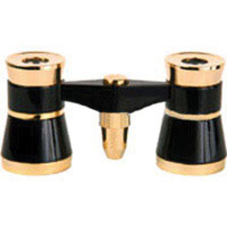Adorama 3 x 25 Opera Glass Binocular with Red Reading Light, Black with Gold Trim (Demo, without original box)