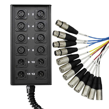 Pro Co Sound StageMaster SMA 12 Channel Snake Stagebox to Fanout, 100' Length