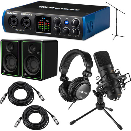 PreSonus Studio 24c 2x2 USB Type-C Audio/MIDI Interface with Mic, Monitor & Acc.