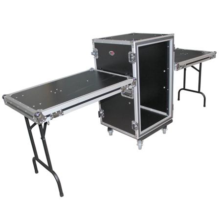 ProX 18U Vertical Shockproof Amp Rack Case with Side Tables & 4 Casters