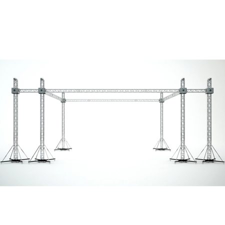 XTP-GS403023-SPW Flat Stage Roofing System with Speaker Wings and 6 Chain Hoists, 40x30x23'