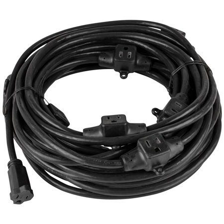 ProX XC-MEP14-5210 52' 110V Male to 6 Socket 110v Female Power Cord, Black