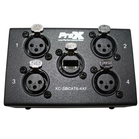 ProX XC-SBCAT6-4XF 4-Channel XLR-F CAT6 Audio/DMX Portable Snake Box