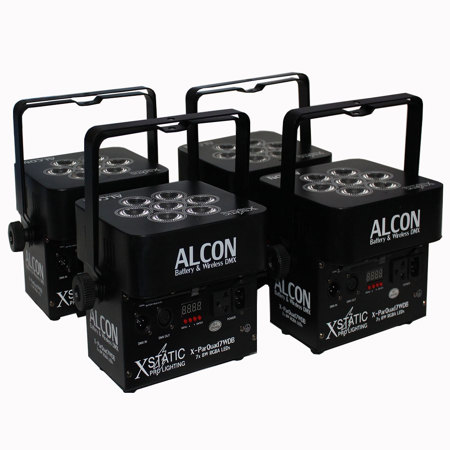 ProX X-PARQUAD7WDBx4 Alcon ParQuad Wireless and Battery Powered Light Fixture, Black (4-Pack)