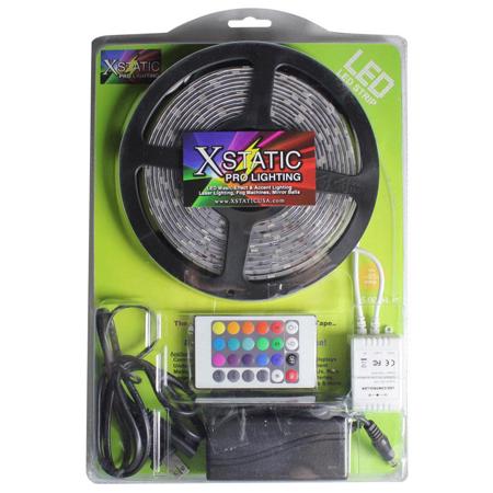 ProX X-S150RGB-KIT 16.5' Xstatic 150 RGB LED Strip Kit, Includes Power Supply, Wireless Remote & IR Control Box