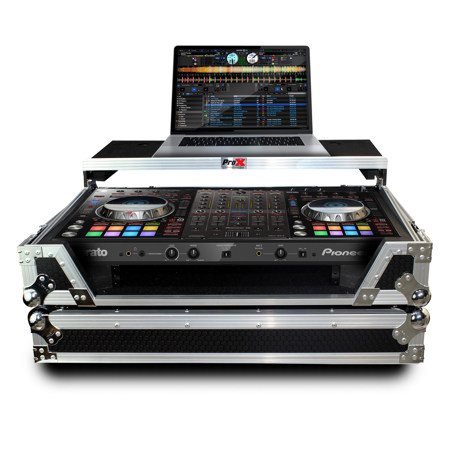 ProX XS-DDJSX Case with Laptop Shelf for DDJ-SX3/SX2/RX Controllers,Silver/Black