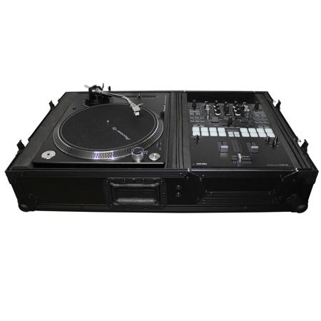 ProX XS-TMC1012WBL Case, Turntable in Battle Mode & 10"/12" Mixer, Black/Black