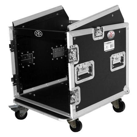 ProX T-10MRSS Flight Case with 4" Casters for 10U Rack x 10U Top Mixer DJ Combo