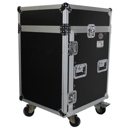 ProX T-14MRSS Flight Case with 4" Casters for 14U Rack x 10U Top Mixer DJ Combo