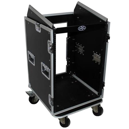 ProX T-16MRSS Flight Case with 4" Casters for 16U Rack x 10U Top Mixer DJ Combo