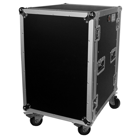 ProX T-16RSS 16U ATA Deluxe Flight Road Case with 4" Casters for Amplifier Rack Mount Module, 19" Rail Depth