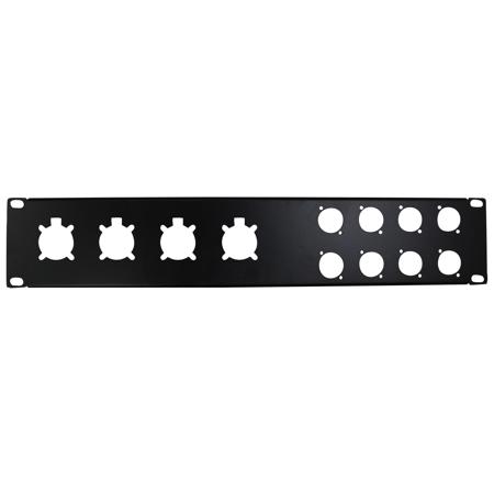 ProX T-P2-4X8 2 Unit Unloaded Rack Panel for 8 XLR-D and 4 NL4 Speakon or NAC3 Powercon