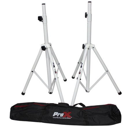 ProX T-SS28P Cloud Series Heavy-Duty All Metal Speaker Tripod Stand, 4-7' (44-84"), White, 2-Pack