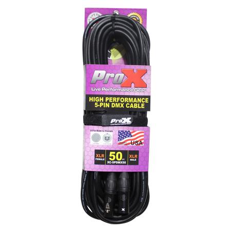 ProX XC-5PDMX50 50' DMX XLR5-M to XLR5-F High Performance Cable
