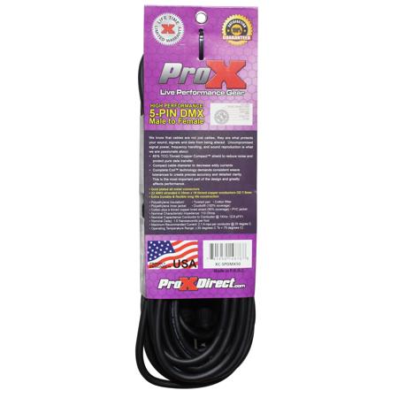 ProX XC-5PDMX50 50' DMX XLR5-M to XLR5-F High Performance Cable