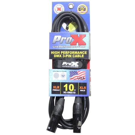 ProX XC-DMX10 10' 3-Pin DMX XLR3-M to XLR3-F High Performance Cable