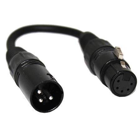 ProX XC-DMX3M5F 6" DMX XLR3-M to XLR5-F Cable Adapter