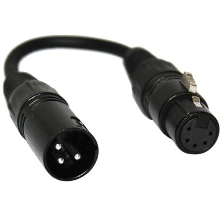 ProX XC-DMX5 5' 3-Pin DMX XLR5-M to XLR3-F High Performance Cable Adapter