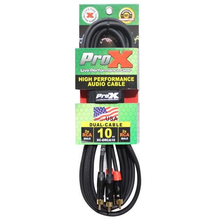 ProX XC-DRCA10 10' Dual RCA-M to Dual RCA-M Unbalanced High Performance Audio Cable