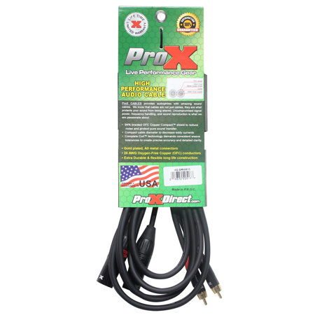 ProX XC-DRXM10 10' Dual RCA-M to Dual XLR3-M Unbalanced Audio Cable