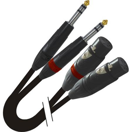 ProX XC-DSXF03 3' Dual 1/4" TRS-M to Dual XLR3-F Balanced Audio Cable
