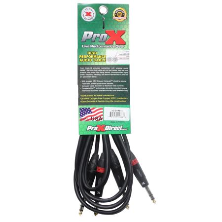 ProX XC-DTRS10 10' Dual 1/4" TRS-M to Dual 1/4" TRS-M Balanced Audio Cable