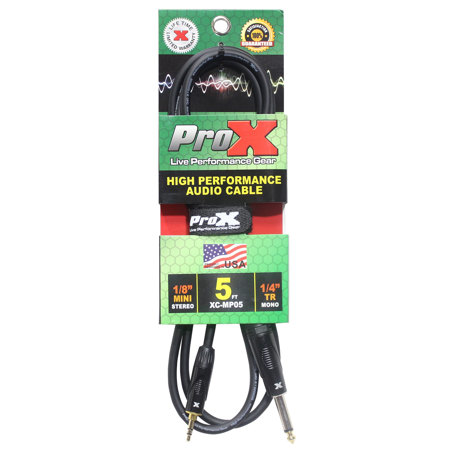 ProX XC-MP05 5' 1/8" (3.5mm) TRS-M Mini to TS-M Unbalanced High Performance Audio Cable