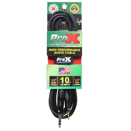 ProX XC-MS10 10' 1/8" (3.5mm) TRS-M Mini to TRS-M Balanced Audio Cable