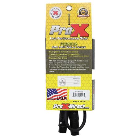 ProX XCP-DMX3 3' 3-Pin DMX XLR3-M to XLR3-F Premium Data Cable