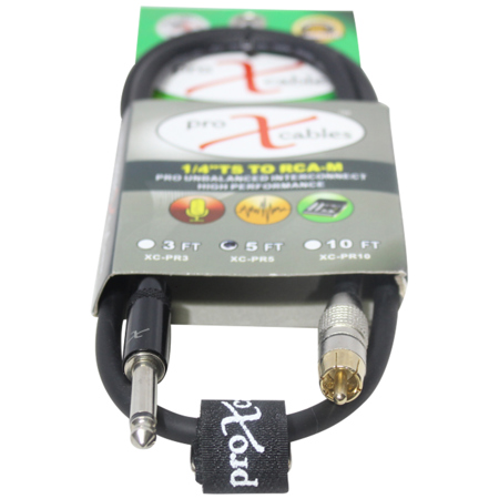 ProX XC-PR05 5' RCA Male to 1/4" TS Male Unbalanced Audio Cable