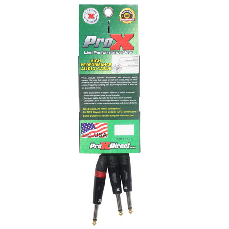 ProX XC-PYP03 3' 1/4" TS-M to Dual 1/4" TS-M High Performance Audio Cable