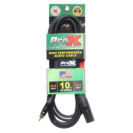 ProX XC-RXM10 10' RCA-M to XLR3-M Unbalanced High Performance Audio Cable