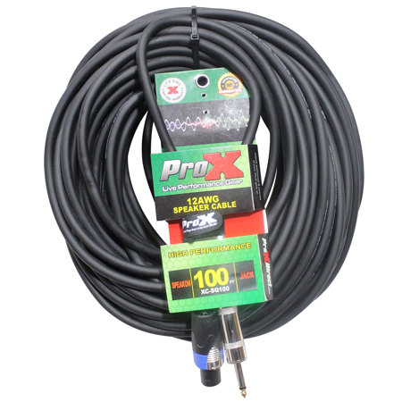 ProX XC-SQ100 100' 12AWG SpeakOn to 1/4" TS-M High Performance Speaker Cable