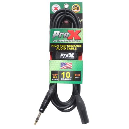 ProX XC-SXM10 10' XLR3-M to 1/4" TRS-M Balanced High Performance Audio Cable