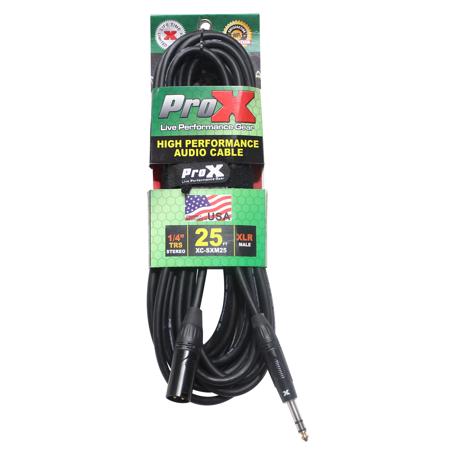 ProX XC-SXM25 25' XLR3-M to 1/4" TRS-M Balanced High Performance Audio Cable