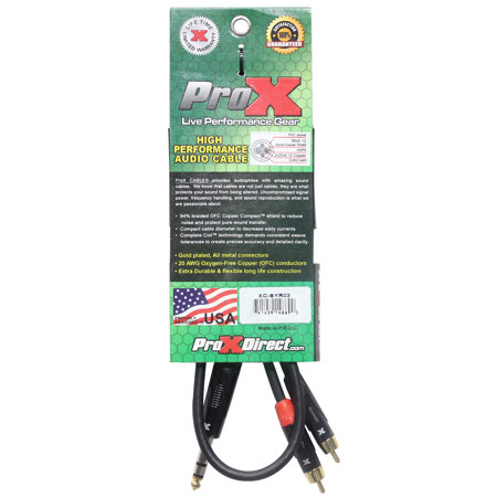 ProX XC-SYR03 3' 1/4" TRS-M Stereo to Dual RCA-M Unbalanced Audio Cable