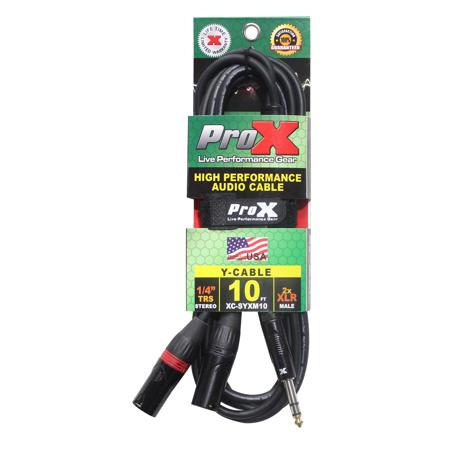 ProX XC-SYXM10 10' 1/4" TRS-M Stereo to Dual XLR3-M High Performance Y Cable
