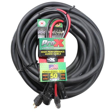 ProX XC-XLREC50 50' IEC Female to NEMA 15P & XLR-M to XLRF Audio/Power Cable