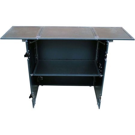 ProX XS-DJSTN Transformer Fold-Away DJ Performance Desk Facade, Black on Black