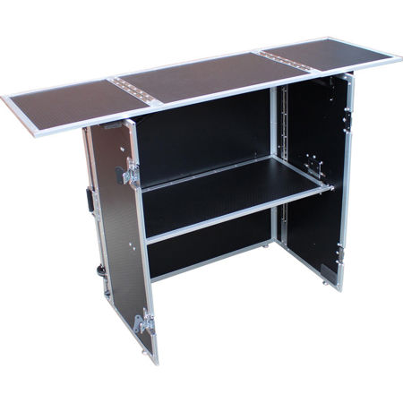 ProX XS-DJSTN Transformer Fold-Away DJ Performance Desk Facade, Silver on Black
