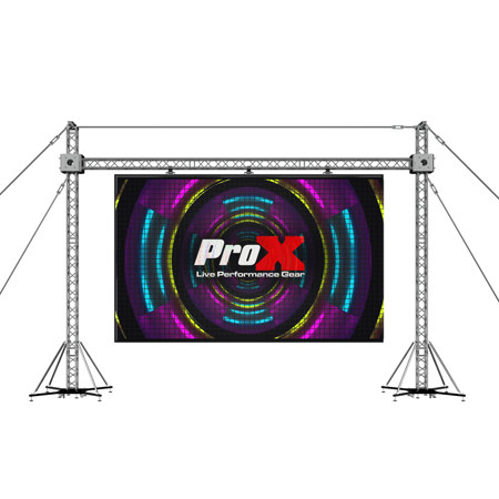 ProX XTP-GS3023 30x23' LED Panel Support System, Includes 2x Truss Tower Lift System, 7x 3m Square Truss Segment, 2x 1 Ton Manual Chain Stage Hoist with 30' Chain