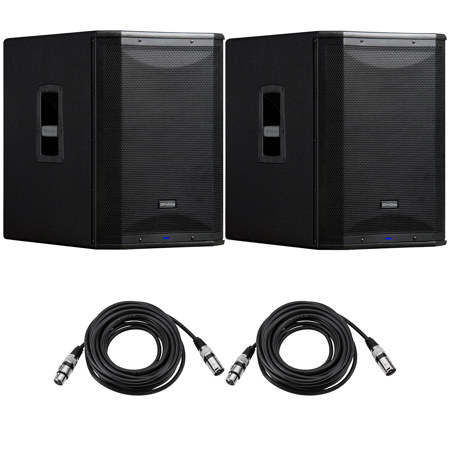 PreSonus 2x AIR15 15" 2-Way Active Sound-Reinforcement Loudspeaker, 1200W Total System Power - with 2x 20' 8mm XLR Microphone Cable