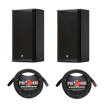 PreSonus 2x ULT10 Ultra Long Throw 2-way Active Loudspeaker, with 2x Pig Hog 20' 8mm XLR Microphone Cable