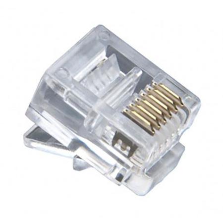 Platinum Tools RJ12 (6P6C) Round-Solid 3-Prong Standard Modular Plugs, 25-Pack