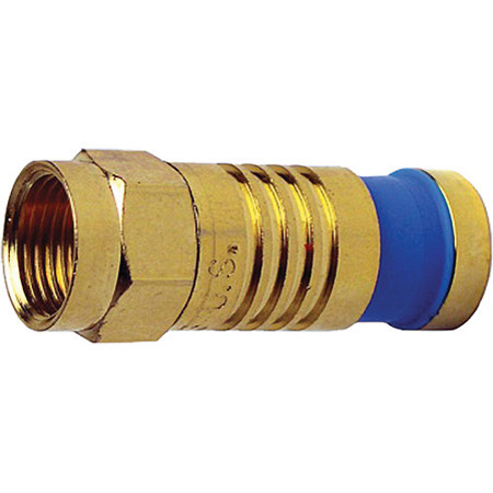 Platinum Tools F-Type RG6Q Gold SealSmart Coaxial Compression Connectors, Blue