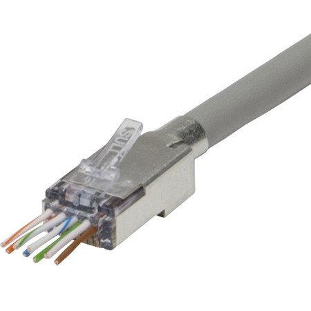 Platinum Tools ezEX48 Shielded RJ45 External Ground CAT6A Connector, 50 Pcs/Jar